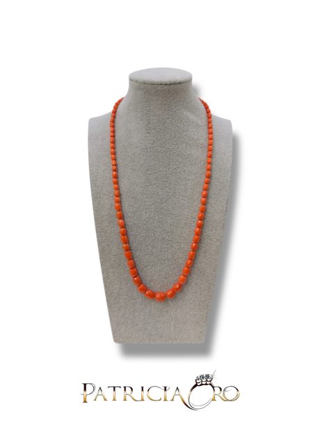 Collana Barilotti Sfaccettati Corallo Mediterraneo Oro 18k