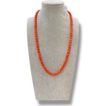 Collana da donna Patricia Oro Creations con barilotti sfaccettati di Corallo Sciacca, un gioiello made in Italy di alta gioielleria.