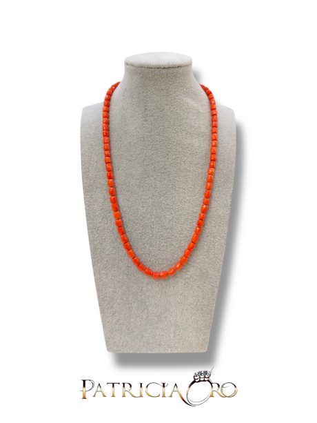 Collana Barilotti Sfaccettati Corallo Sciacca con Chiusura Oro 18k