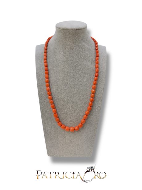 Collana Barilotti Sfaccettati Corallo Sciacca Oro 18k — Ref. FBsf7O