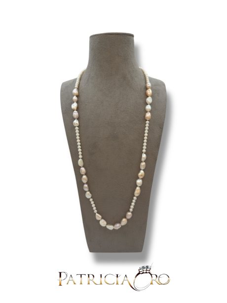 Collana Lunga Perle Fresh Water con Nodi