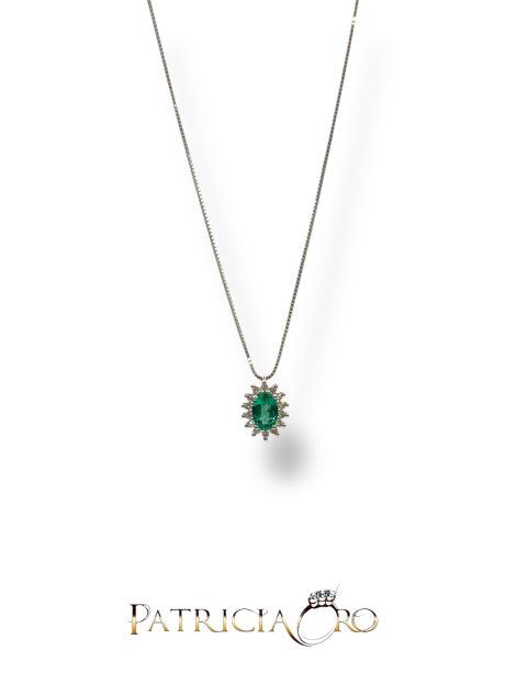 Collana Smeraldo e Diamanti in Oro Bianco 18kt Davite & Delucchi