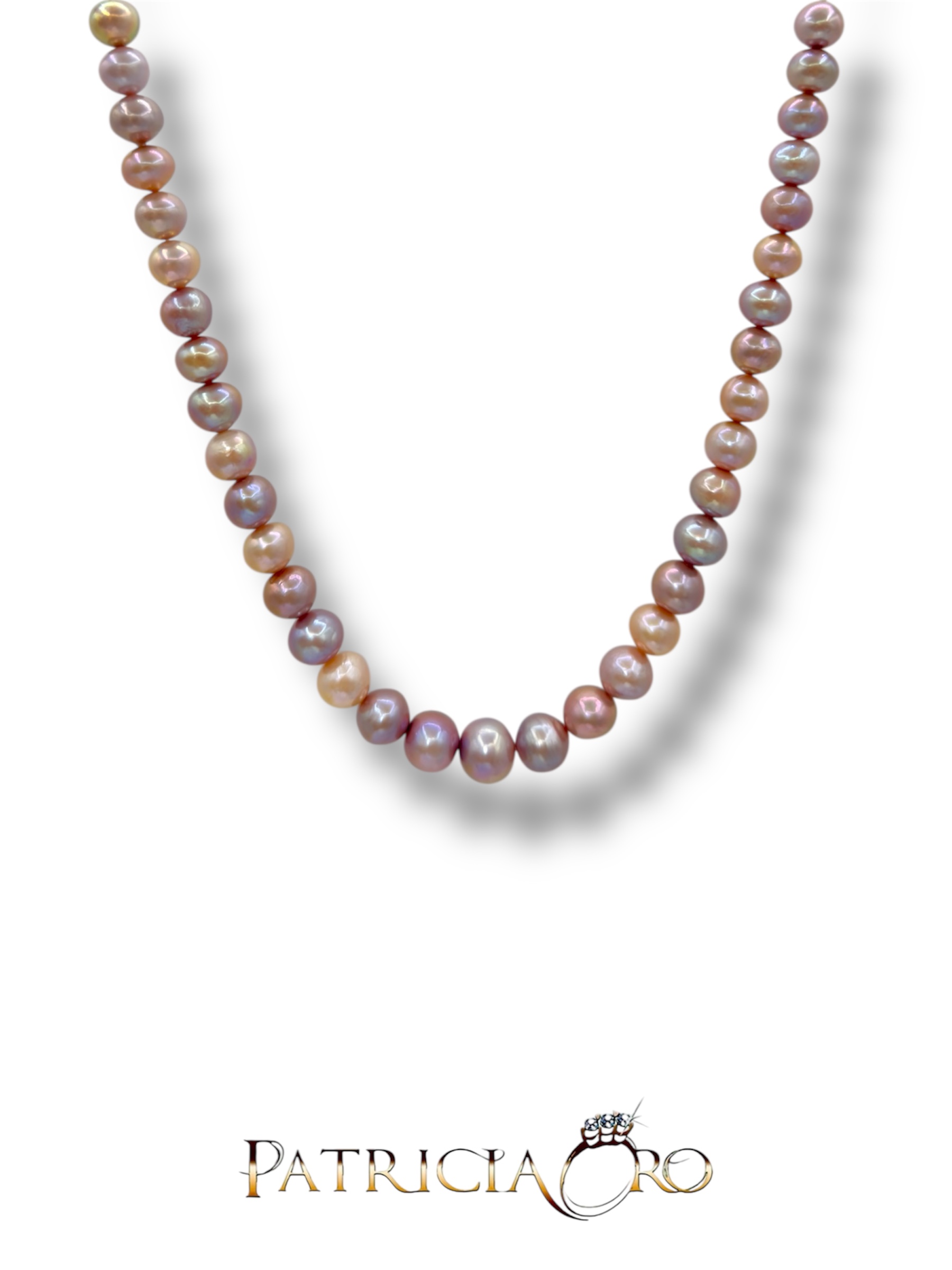 Elegante Filo di Perle Rosè da donna, un gioiello made in italy di Patricia Oro Creations, perfetto per un'idea regalo preziosa.