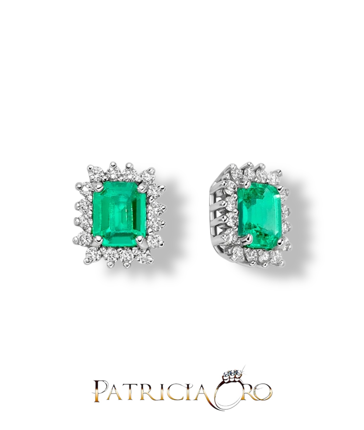 Orecchini Miluna in oro bianco con smeraldi e diamanti: un capolavoro di alta gioielleria per un'eleganza senza tempo.