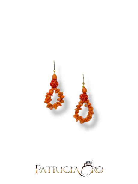 Orecchini Pendenti Corallo Naturale Argento 925