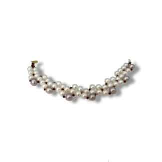 Women's Bracelet with White and Violet Freshwater Pearls and Garnet