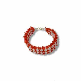 Women's Natural Coral and Freshwater Pearl Bracelet
