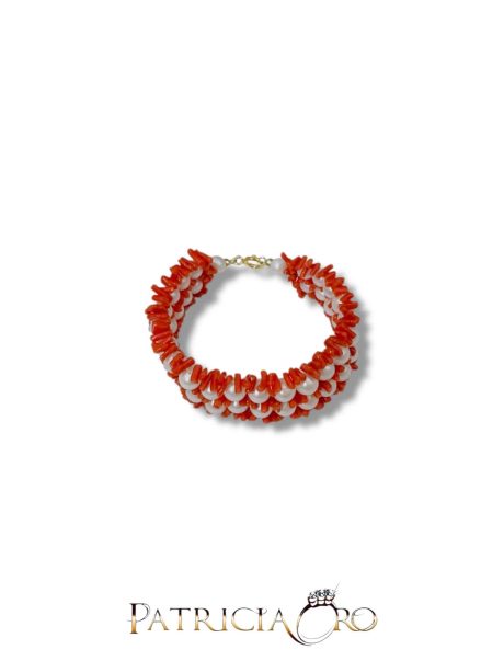 Bracciale Donna Corallo Naturale e Perle Fresh Water