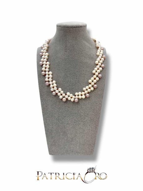 Collana Patricia Oro Creations Perle Acqua Dolce Bianche e Viola