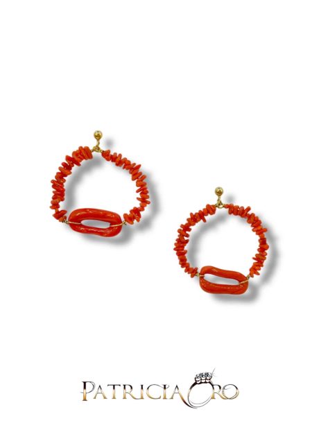 Orecchini Creole Corallo Sciacca in Argento 925