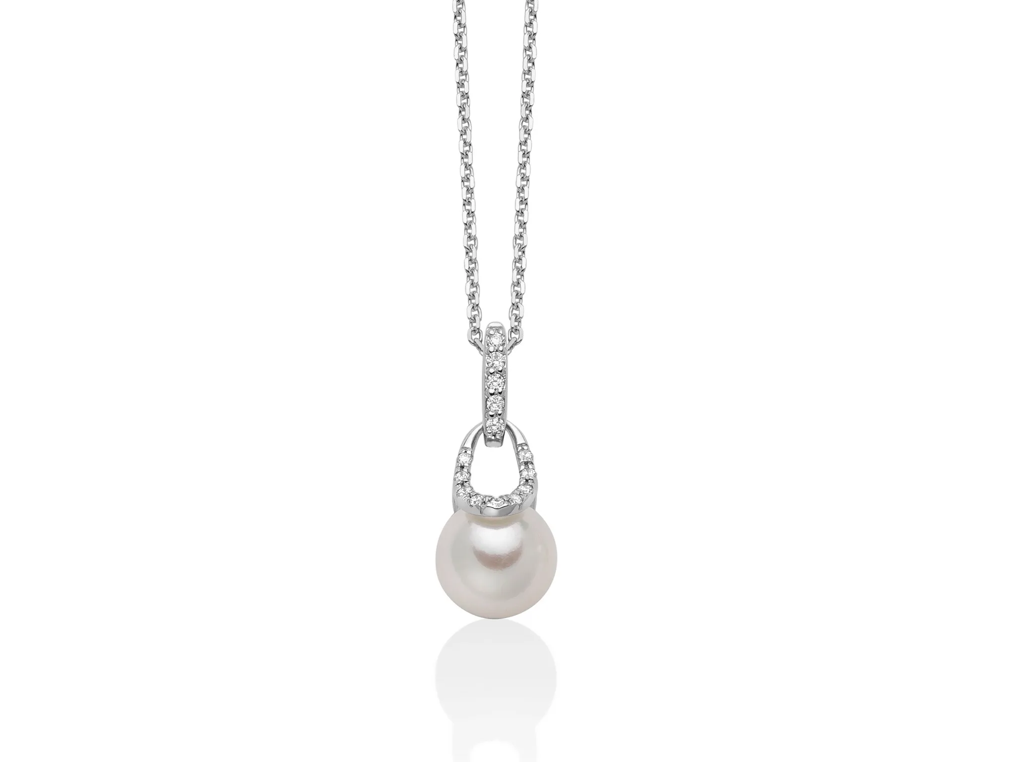 Miluna Akoya Pearl and Diamond Necklace in White Gold
