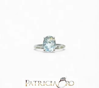 Anello Acqua Marina In Oro Bianco 18k