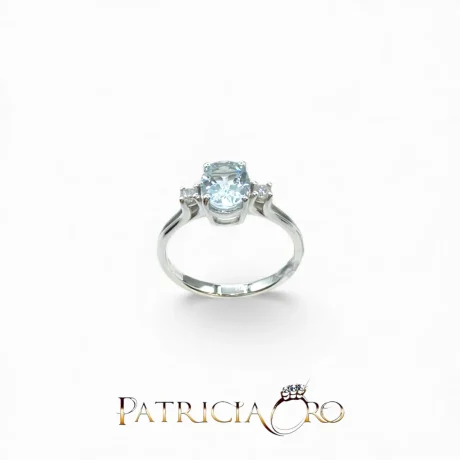 Anello Acqua Marina e Diamanti in Oro Bianco 750 Davite & Delucchi