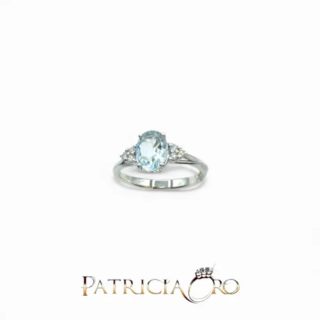 Anello Acqua Marina in Oro Bianco 18kt con Diamante Davite & Delucchi