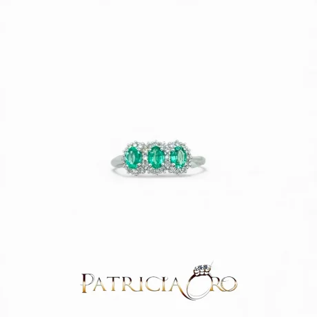 Anello Donna Davite & Delucchi con Smeraldo e Diamanti in Oro Bianco 18kt