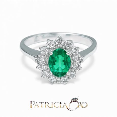 Anello donna Smeraldo e Diamanti Oro Bianco 750 Davite & Delucchi
