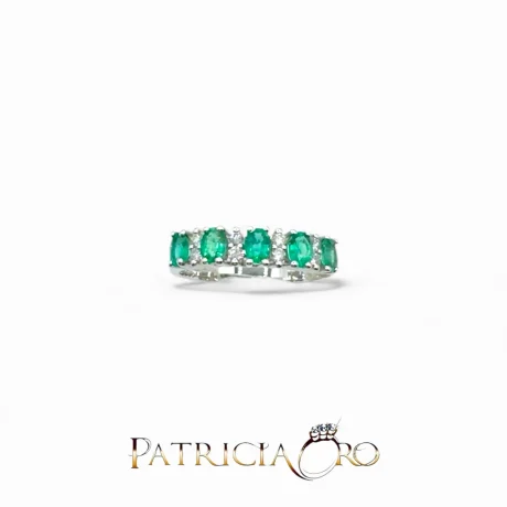 Anello Smeraldo e Diamanti in Oro Bianco 750 Davite & Delucchi