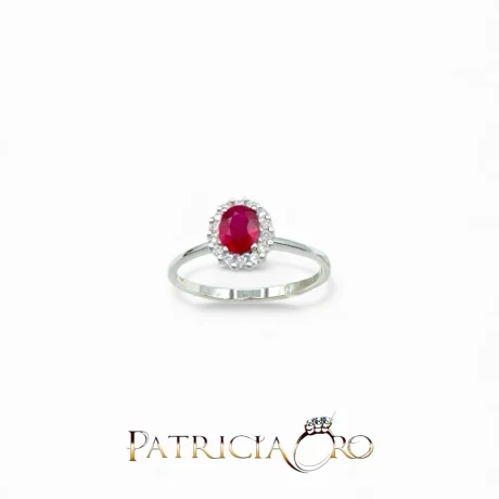 Anello con Rubino e Diamanti in Oro Bianco 750 Davite & Delucchi