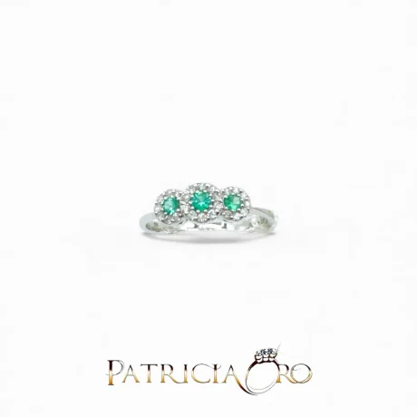 Anello Smeraldo e Diamanti Oro Bianco 18kt Davite & Delucchi