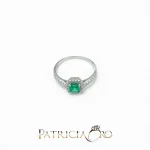 Splendido Anello Davite&Delucchi in oro bianco 750 con smeraldo e diamanti, un gioiello smeraldo di alta gioielleria. (Vista 2)