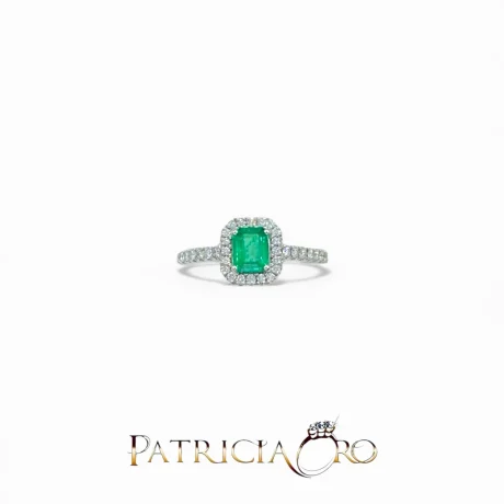 Anello Smeraldo e Diamanti in Oro Bianco 750 Davite&Delucchi