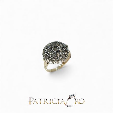 Anello Stile Antico Oro 375 Diamanti Rosetta Rose