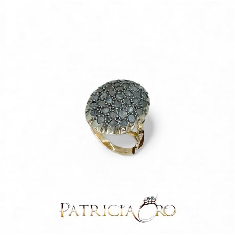 Anello Stile Antico Toppe Siciliane Oro 375 Diamanti Rose