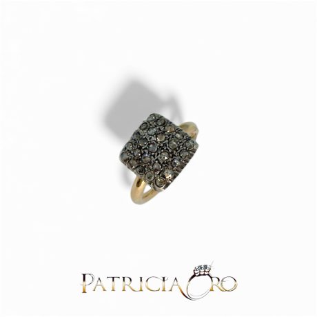 Anello Stile Antico Oro 375 e Diamanti Rose 0.90 ct Toppe Quadrate
