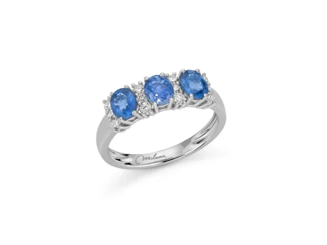 Anello Trilogy Miluna Zaffiro Ceylon e Diamanti Brillanti