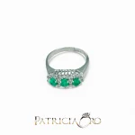 Splendido Anello Trilogy Smeraldo e Diamanti, un capolavoro di alta gioielleria con smeraldi preziosi. (Vista 2)