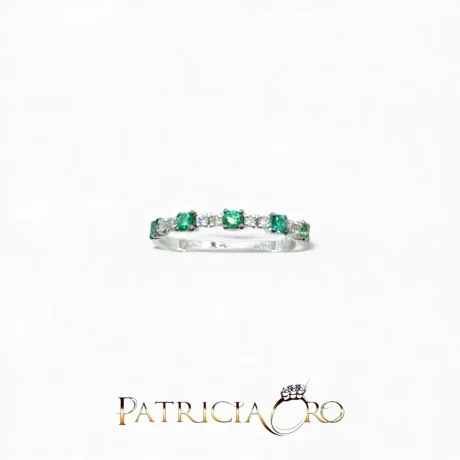 Anello Veretta Smeraldo e Diamanti in Oro Bianco 18kt Davite & Delucchi