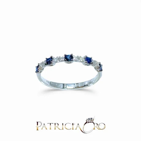 Anello Veretta con Zaffiro e Diamanti in Oro Bianco Davite&Delucchi