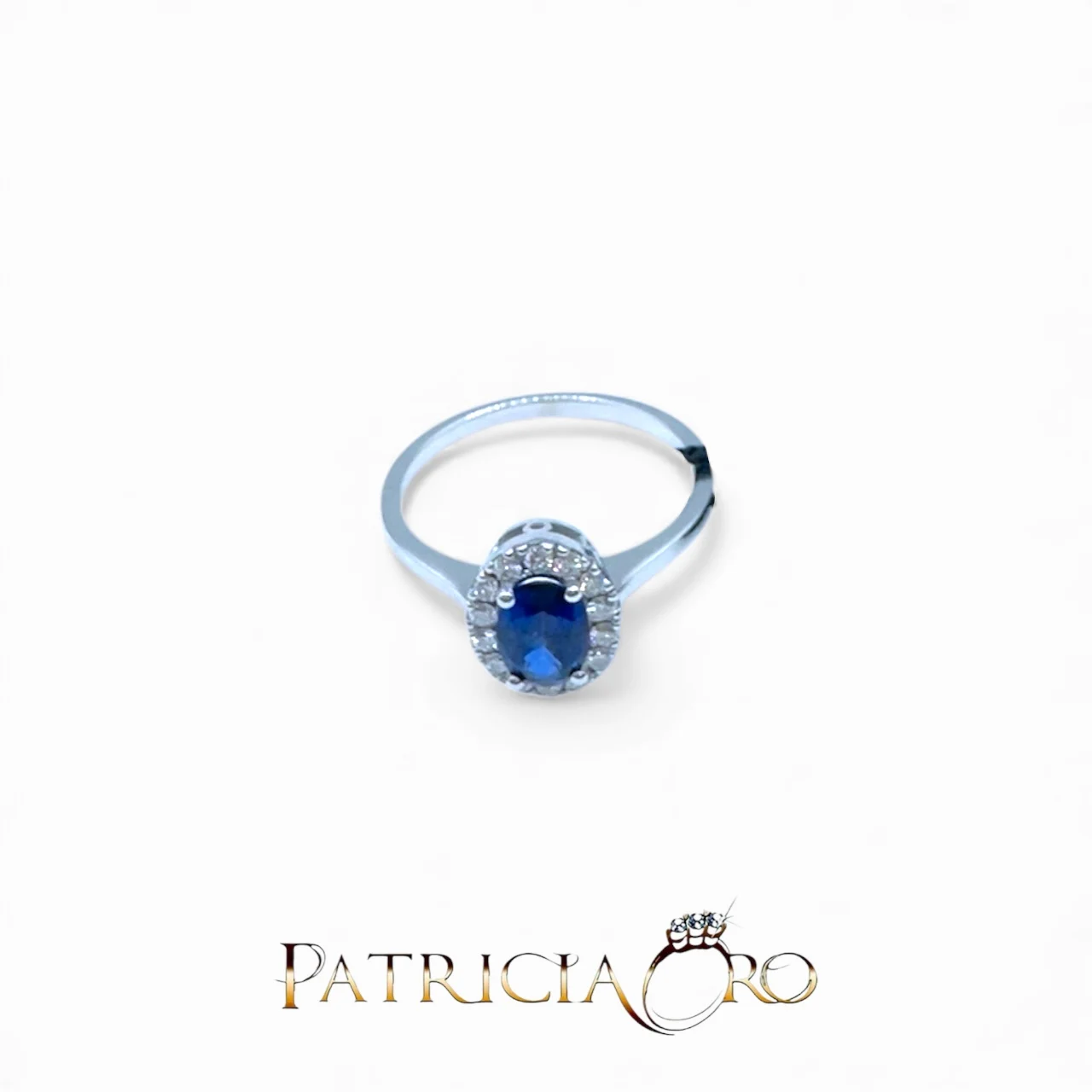 Anello Davite&Delucchi con zaffiro e diamanti, un gioiello di lusso per celebrare momenti speciali. (Vista 2)