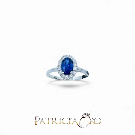 Anello con Zaffiro e Diamanti Davite&Delucchi Oro Bianco 18kt