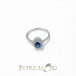 Splendido anello da donna Davite&Delucchi con zaffiro e diamanti, un gioiello di lusso perfetto per chi cerca gioielli diamanti. (Vista 2)