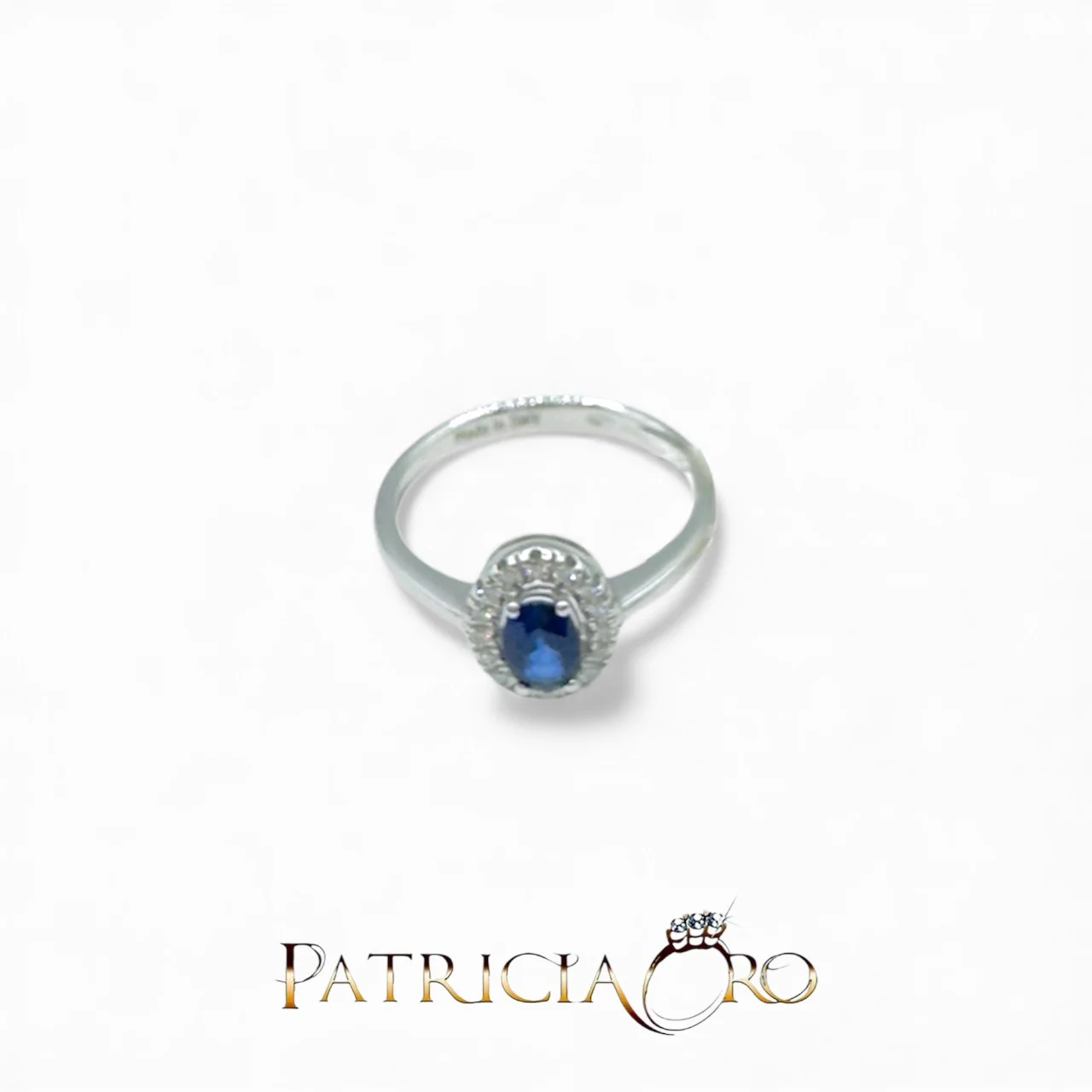 Splendido anello da donna Davite&Delucchi con zaffiro e diamanti, un gioiello di lusso perfetto per chi cerca gioielli diamanti. (Vista 2)