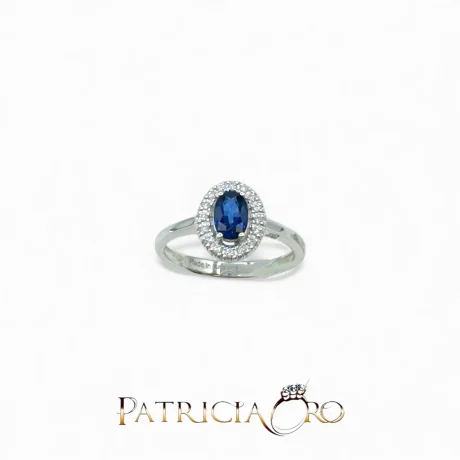 Anello Zaffiro e Diamanti Davite&Delucchi Oro Bianco 18kt