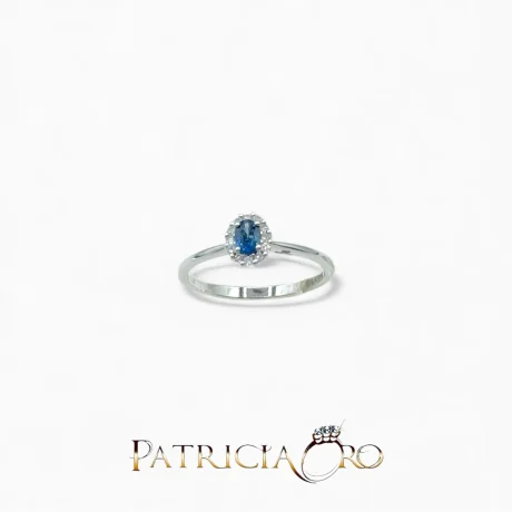 Anello Zaffiro e Diamanti Oro Bianco 18kt Davite&Delucchi