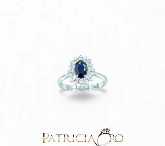 Splendido anello in oro con zaffiro e diamanti, un gioiello di lusso perfetto per un'idea regalo preziosa.