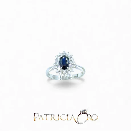 Anello Zaffiro e Diamanti Oro Bianco 18kt Davite&Delucchi