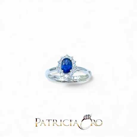 Anello con Zaffiro e Diamanti in Oro Bianco 18kt Davite&Delucchi