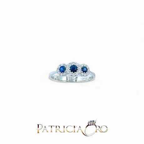 Anello con Zaffiro e Diamanti Oro Bianco Davite&Delucchi