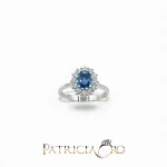 Anello con zaffiro e diamanti Davite&Delucchi in oro bianco 18kt