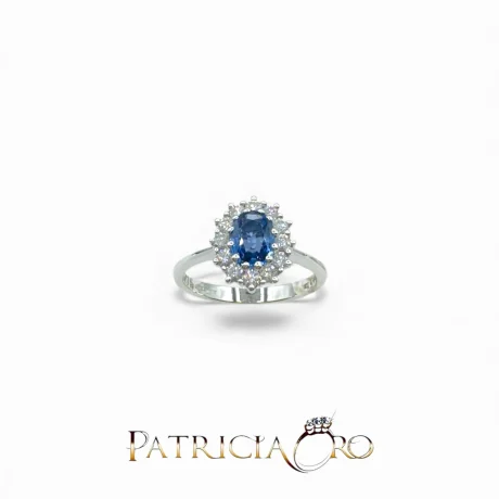 Anello con Zaffiro e Diamanti Davite&Delucchi Oro Bianco 18kt