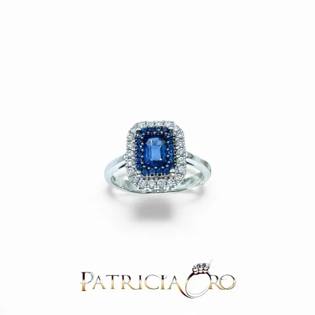 Anello Zaffiro Diamanti Oro Bianco 18kt Davite&Delucchi