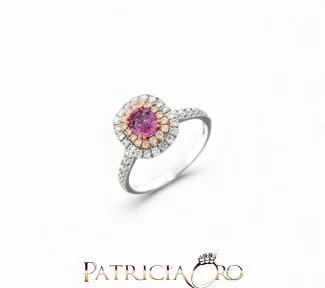 Anello donna Davite & Delucchi con zaffiro rosa e diamanti, un gioiello di lusso per celebrare l'eleganza e la raffinatezza. Scopri la collezione di alta gioielleria su Gioielleria Patricia Oro.