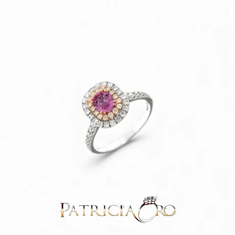 Anello donna Zaffiro rosa e Diamanti Oro Bianco 18kt Davite&Delucchi