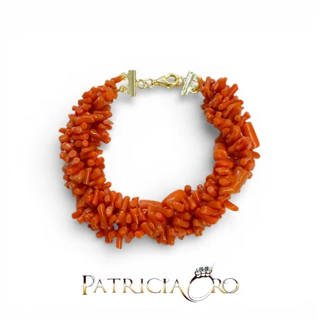 Bracciale Donna in Corallo Naturale Sciacca con Chiusura Argento 925