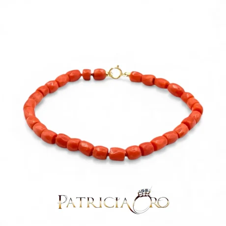 Bracciale Donna in Corallo Sciacca con Chiusura Oro 18k