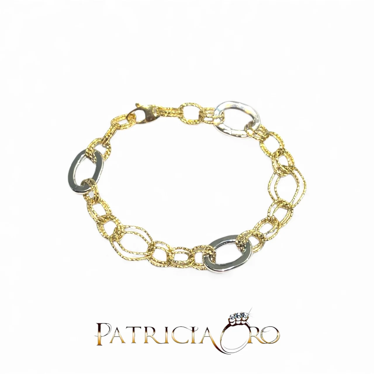 Elegante bracciale da donna in oro bicolore 18k, un gioiello di lusso perfetto per un'occasione speciale.